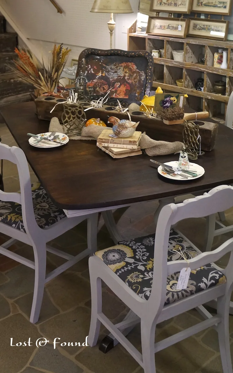 French Linen Chalk Paint Duncan Phyfe Dining Set
