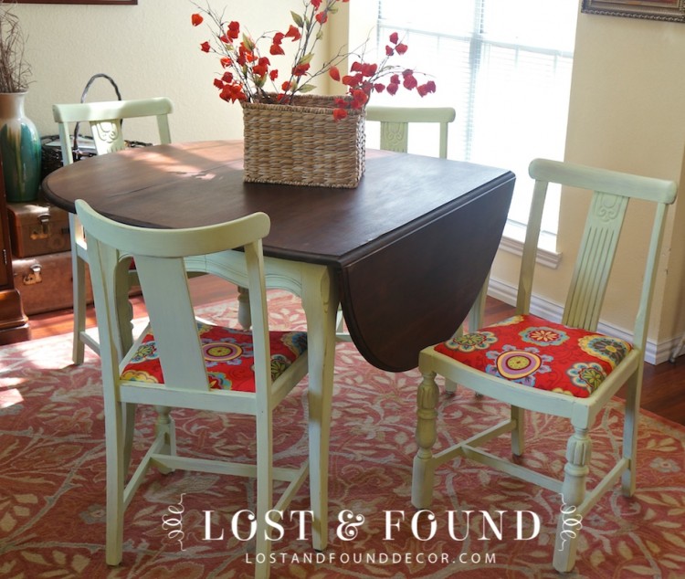 Refinished and painting dining table makeover
