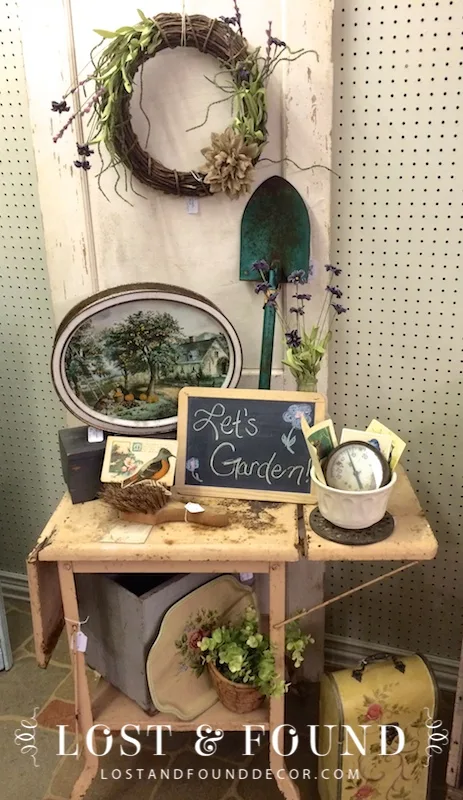 vintage garden vignette