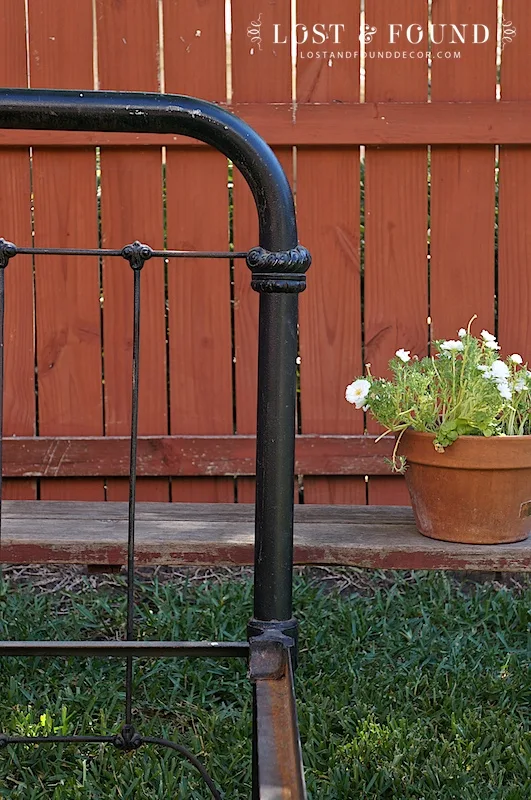 antique iron bed