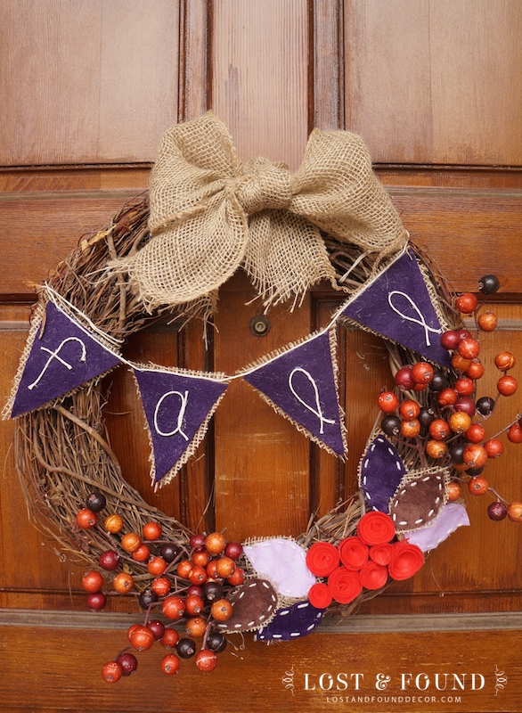 Fall Wreath with berries and fabric roses