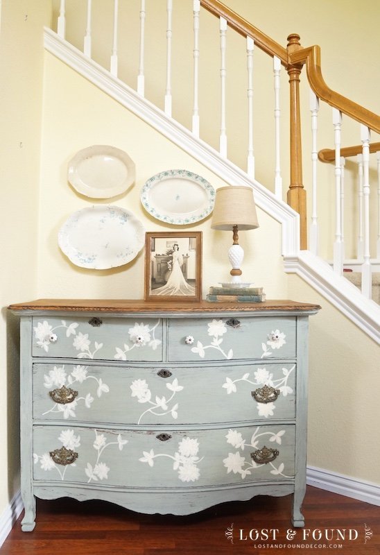 Layla's Mint Oak Dresser painted in milk paint