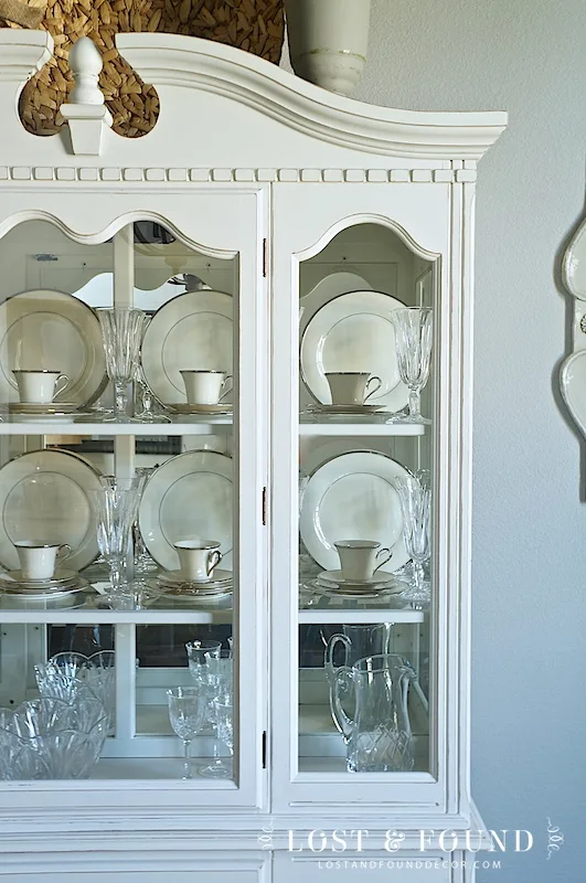 white painted china cabinet