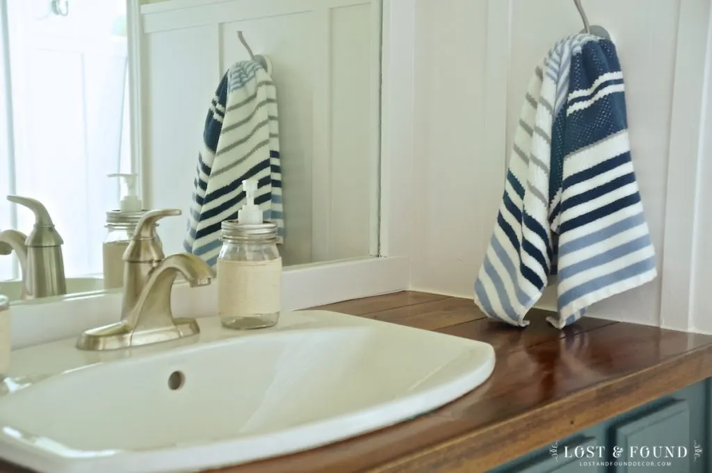 bathroom upgrade with cedar wood vanity top