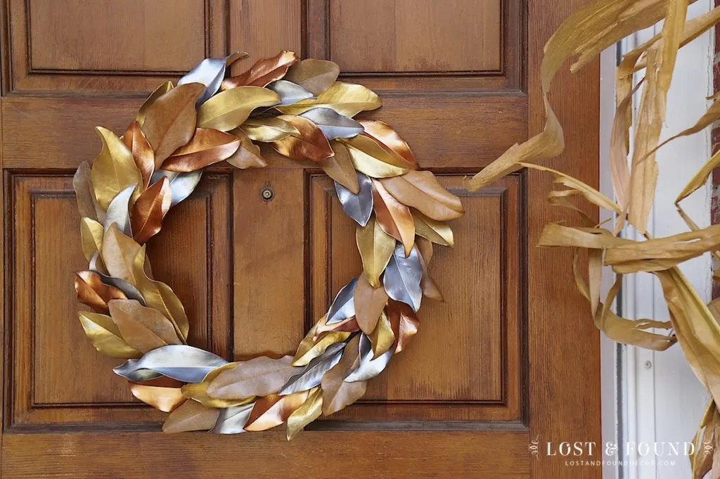 Metallic Painted Magnolia Leaf Wreath using Fusion Studio Metallics