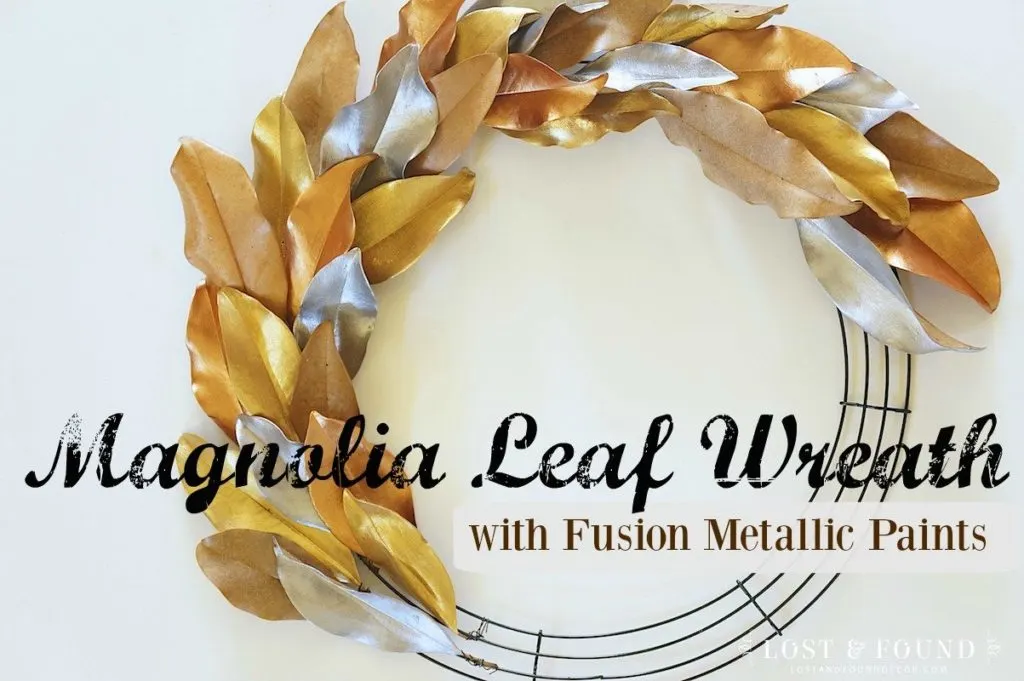 How to embellish a magnolia leaf wreath using Fusion metallic paint