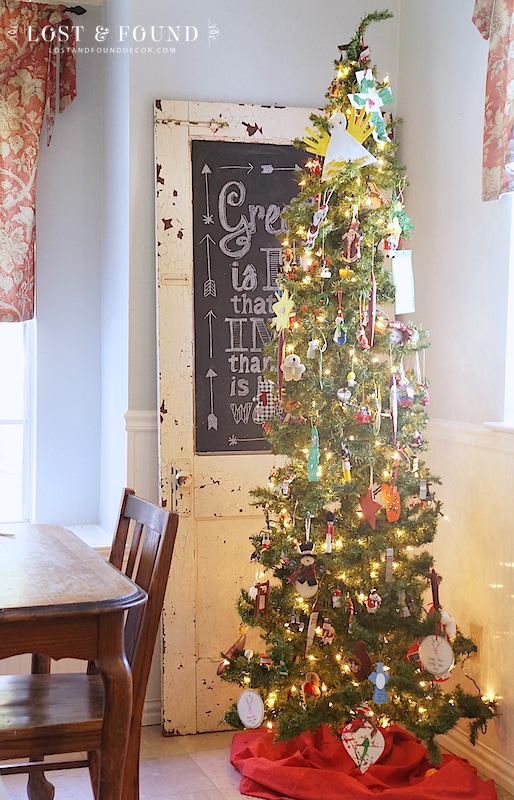 Set aside a smaller tree to showcase all of your kiddo's handmade ornaments