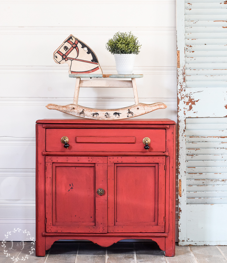 Washstand Painted in Red Milk Paint