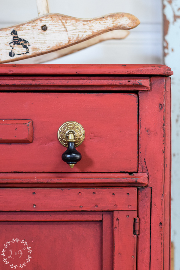 Painted Washstand with Red Milk Paint - Lost & Found Decor