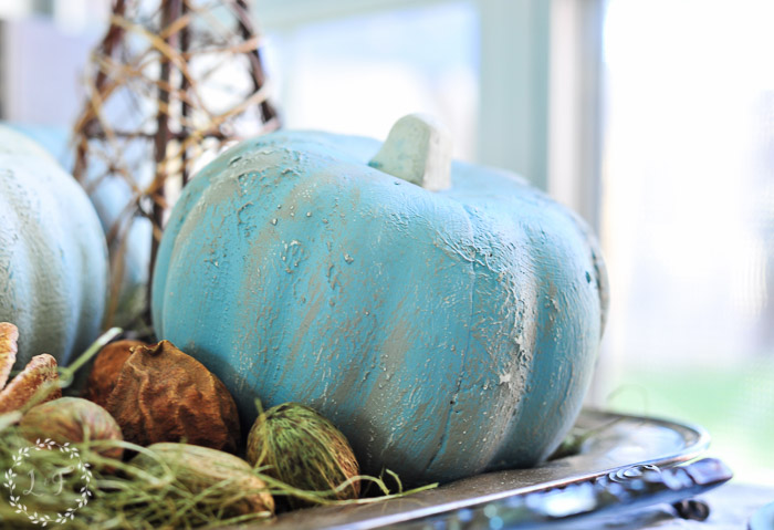 how-to-paint-dollar-store-pumpkins-blue-paint