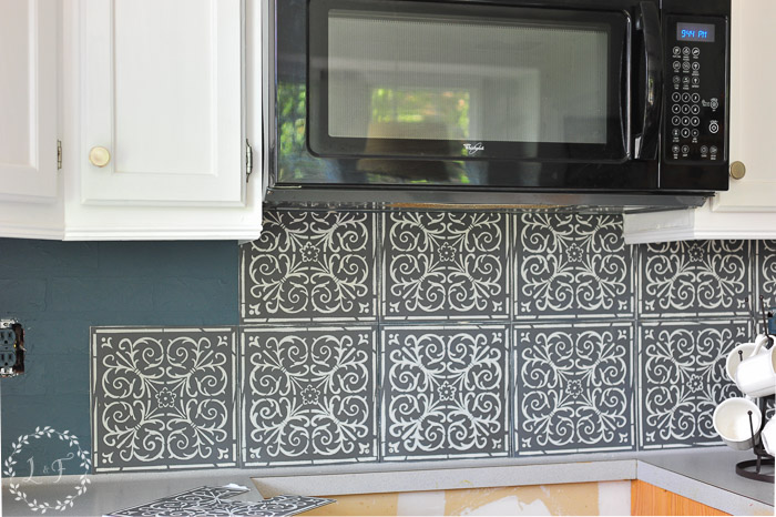 kitchen-tile-stencil-makeover-in-progress