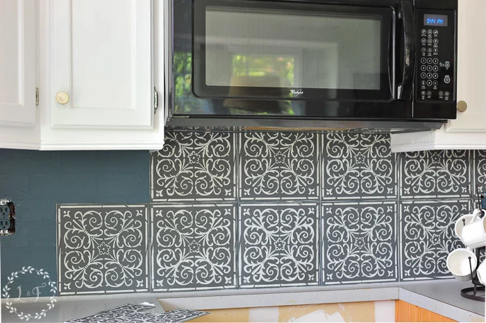 kitchen-tile-stencil-makeover-in-progress