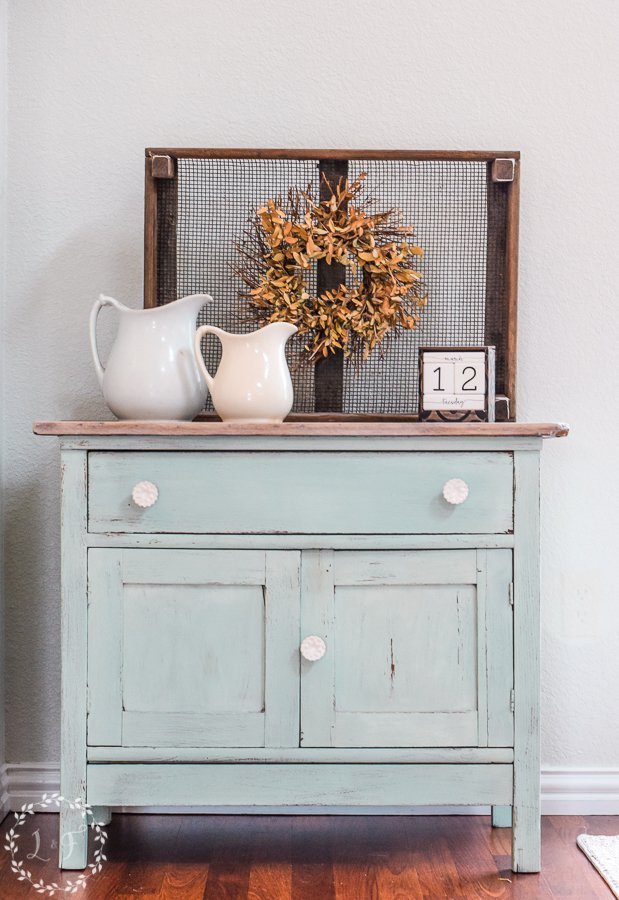 Painted Oak Washstand Painted with Milk Paint