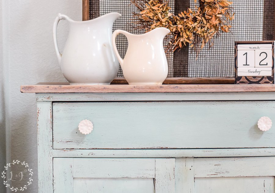 Oak Washstand Painted with Eulalies Sky