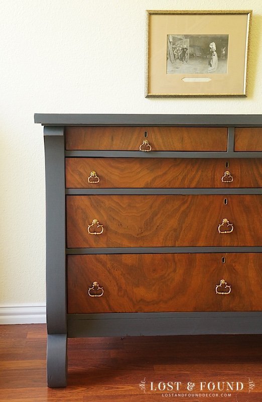 how to paint a dresser dark brown Before & After: How To Stain Wood And Give New Life To A Dated Dresser.   Grillo Designs