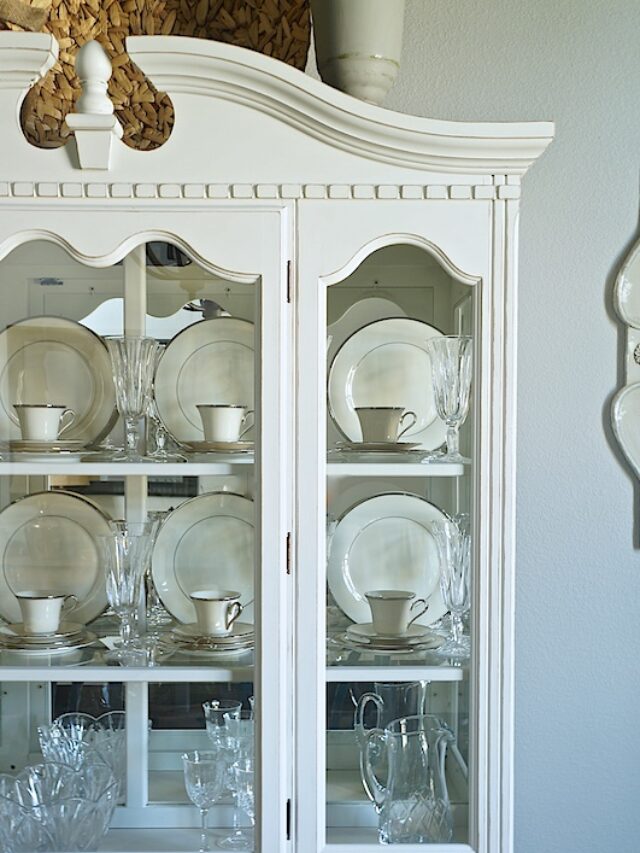Beautiful Painted China Cabinet Makeover Before & After