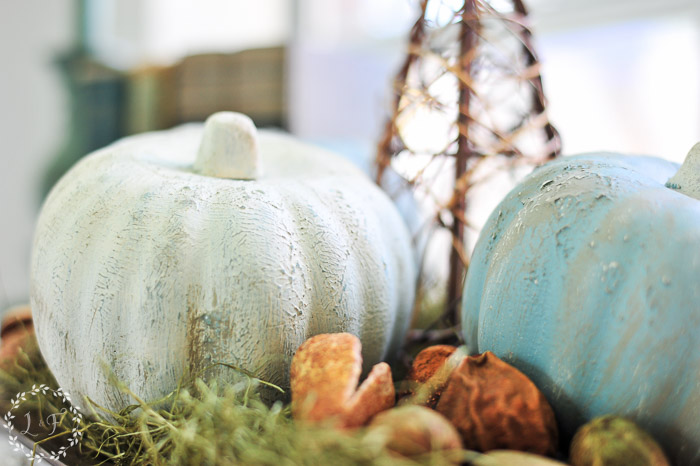 painted pumpkins from the dollar tree