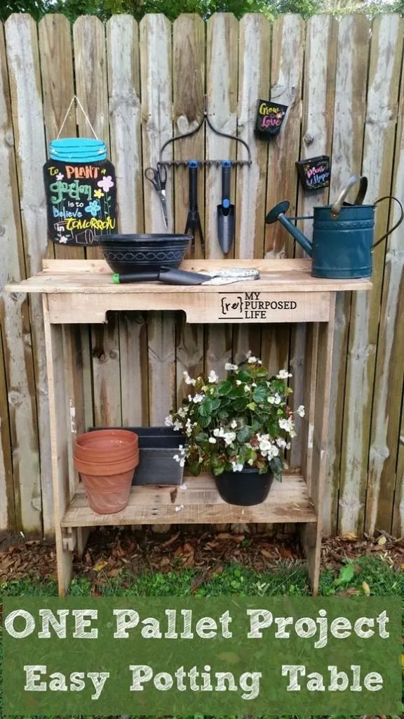 Easy Upcycled DIY Potting Bench from Old Cabinet