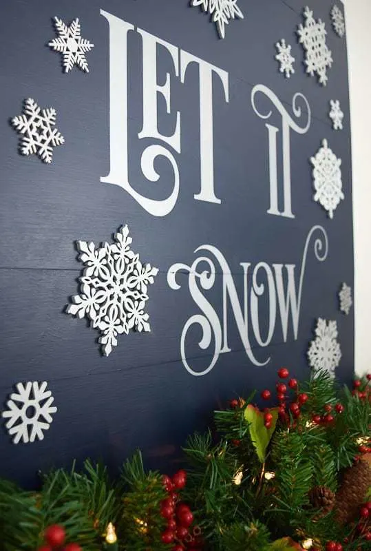 let it snow wooden sign