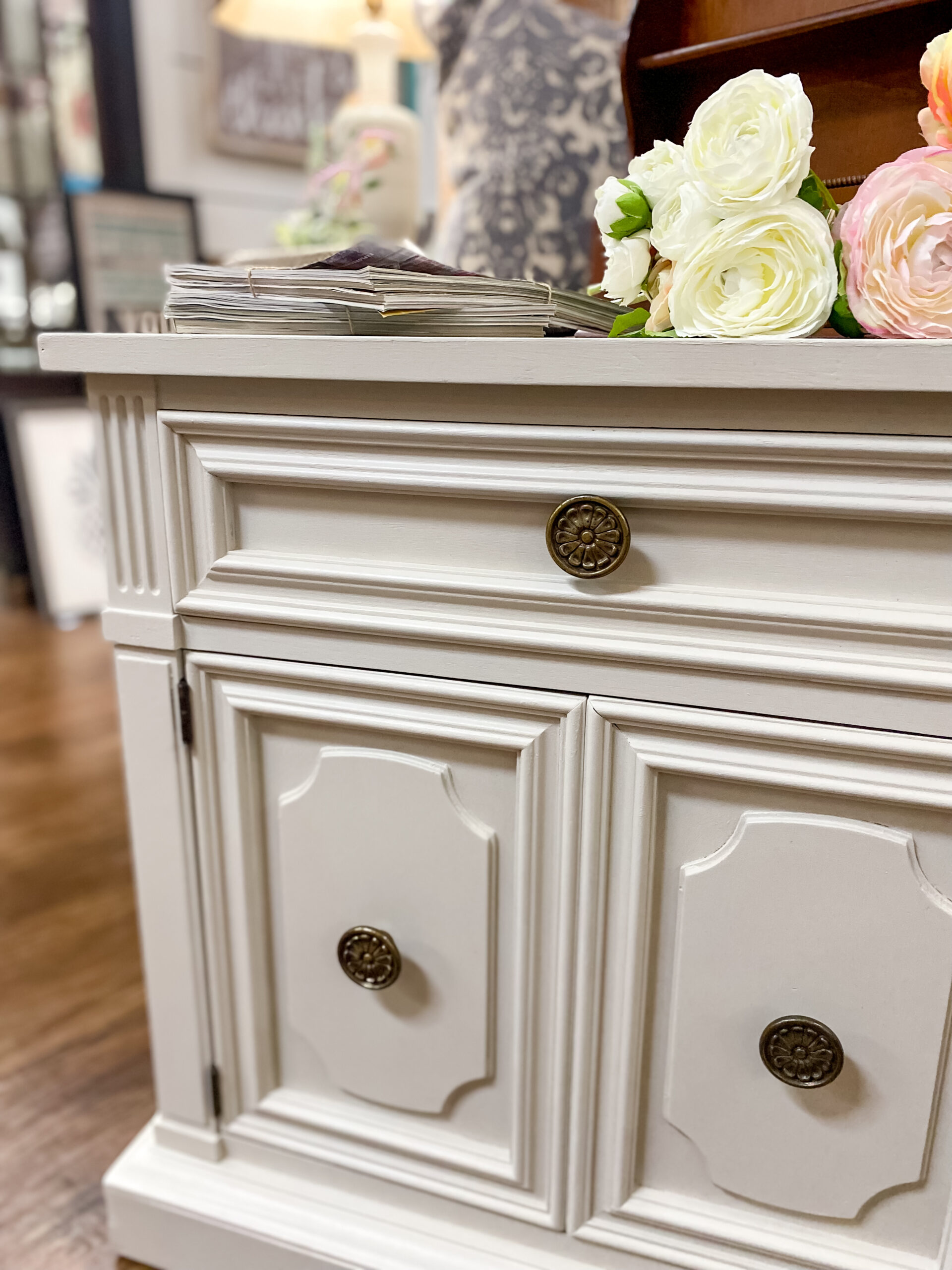 white painted nightstand