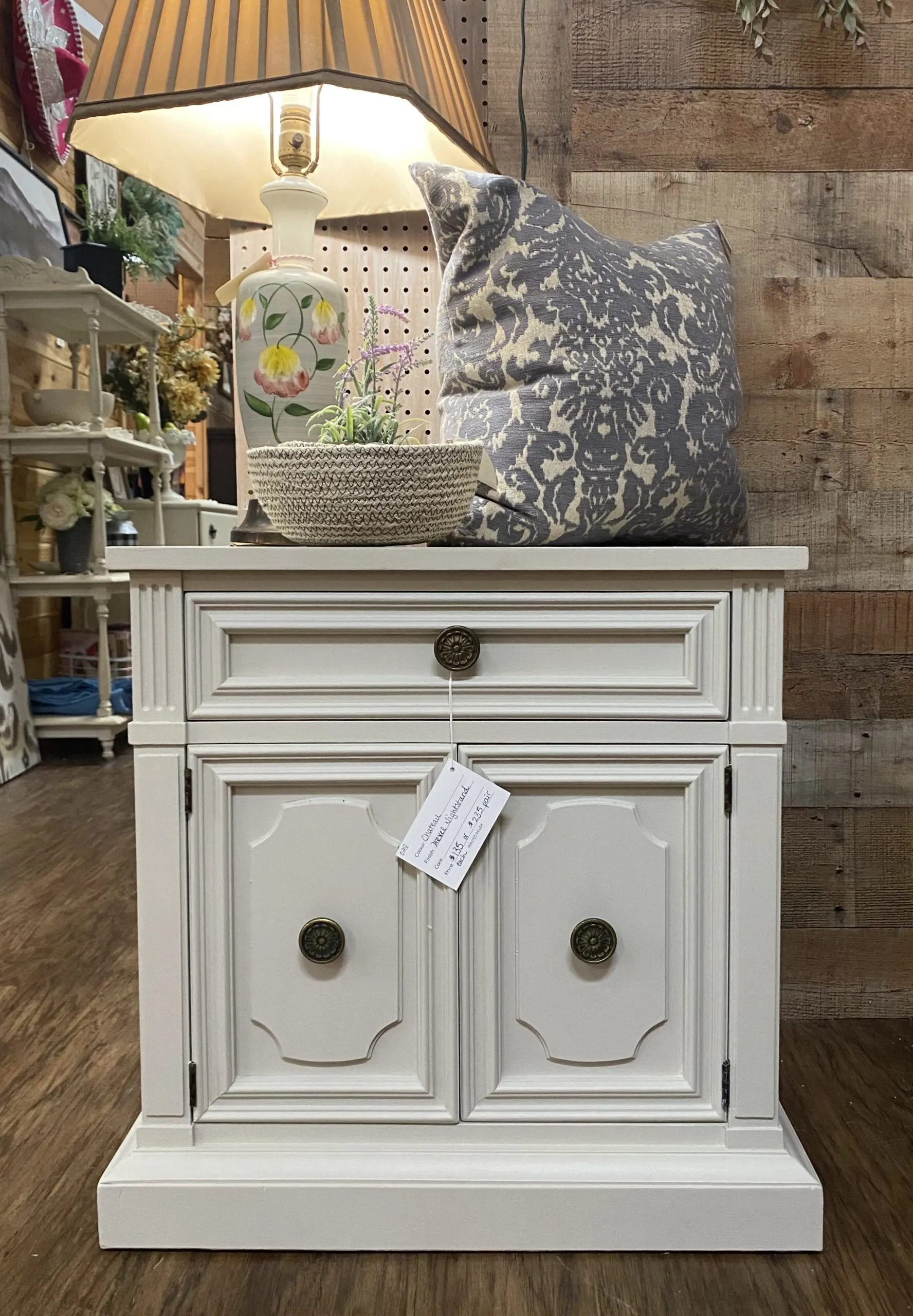 white painted nightstand