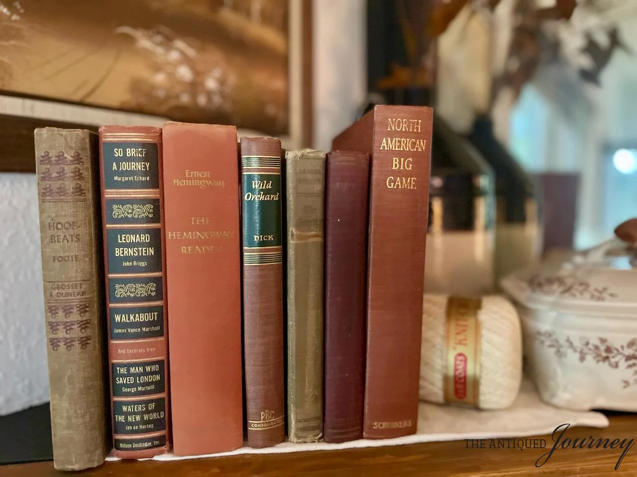 vintage books on a shelf