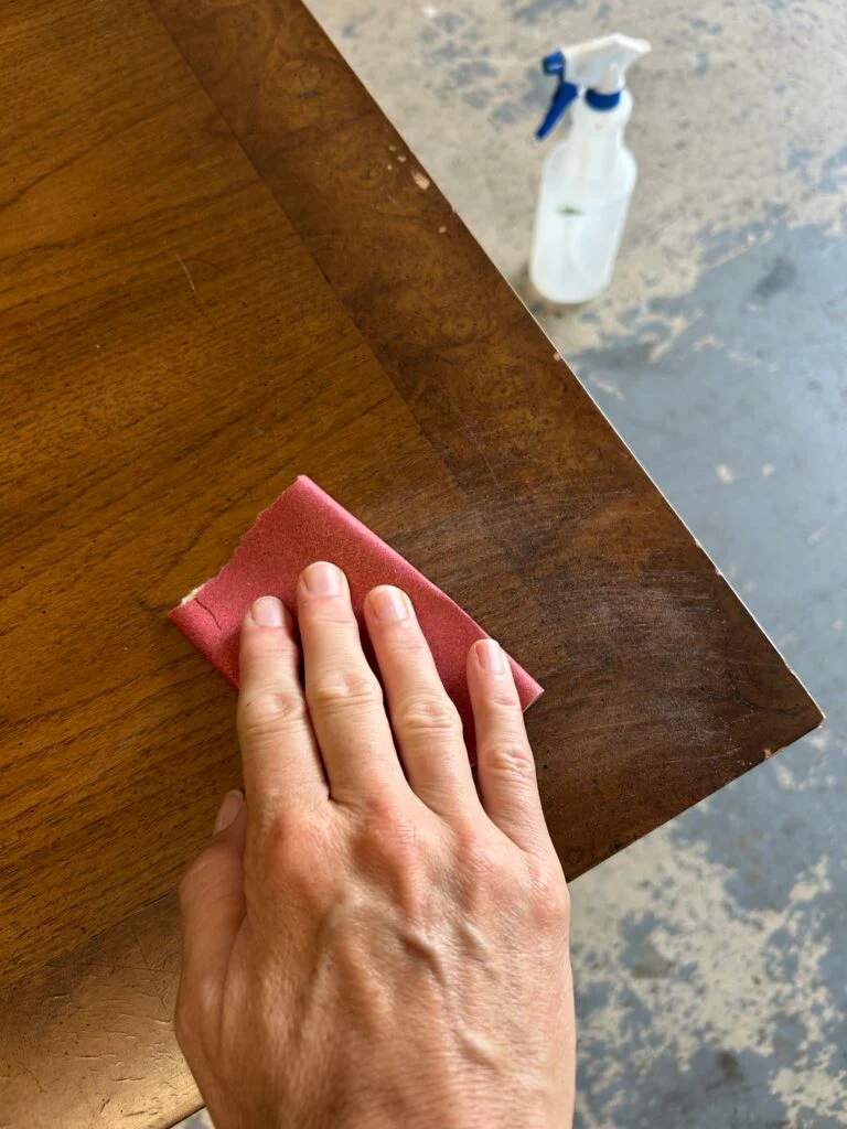 sanding a table