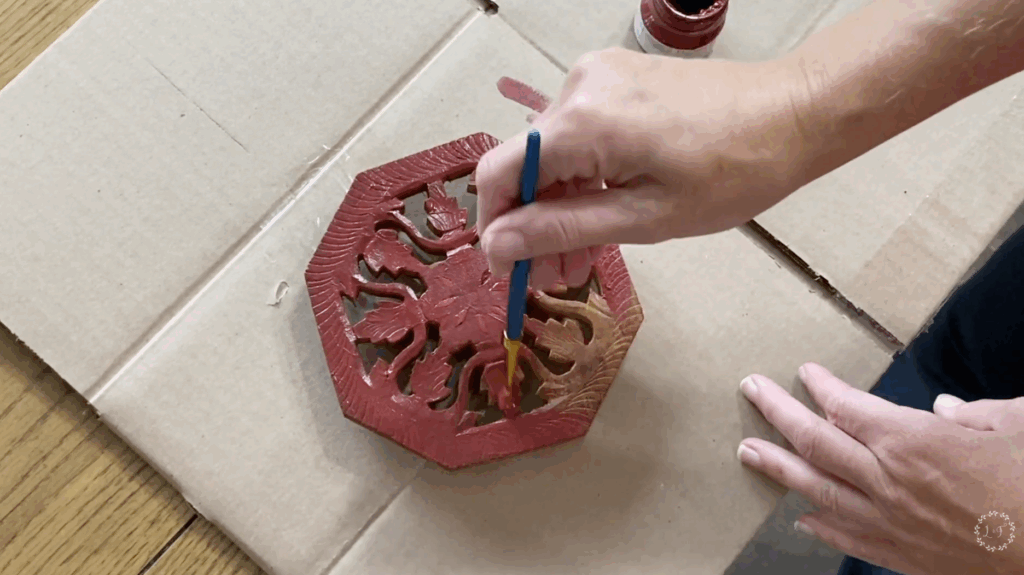 painting a wood piece red