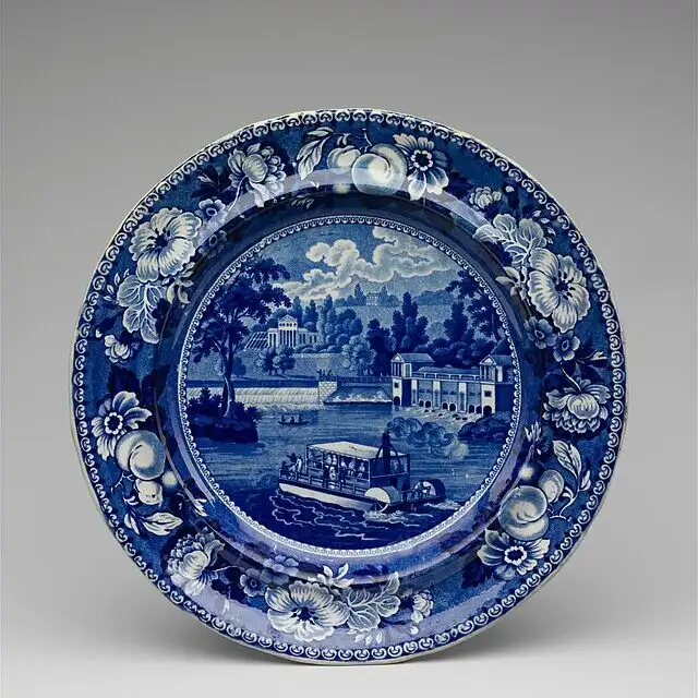 blue and white plate